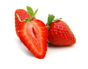 Stack strawberries on white background 
