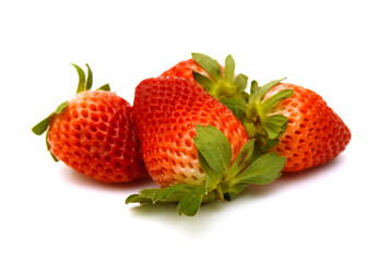 Stack strawberries on white background 
