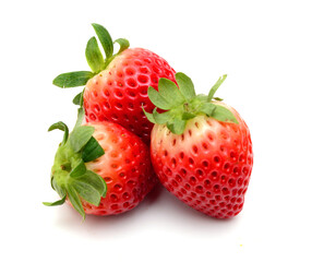 Stack strawberries on white background 