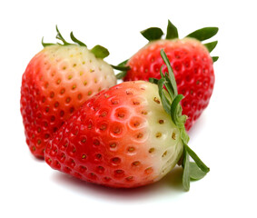 Stack strawberries on white background 