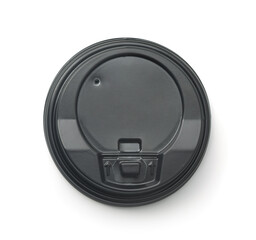 Top view of black plastic disposable coffee cap