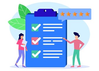 Illustration vector graphic cartoon character of online survey