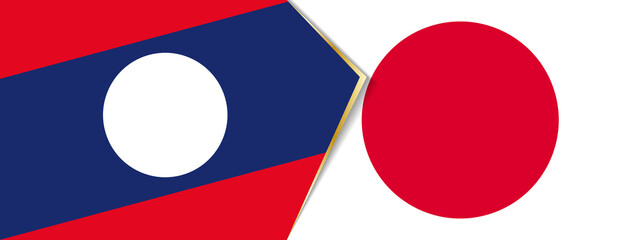 Laos and Japan flags, two vector flags.