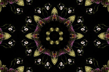 abstract colorful seamless pattern with floral motifs from flowers and leaves. High quality photo