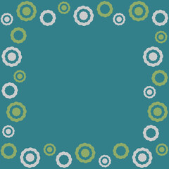 もくもくフラワーのフレーム　正方形　グリーン