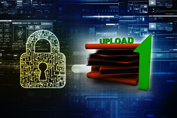 3d illustration uploading downloading arrow with cloud folder
