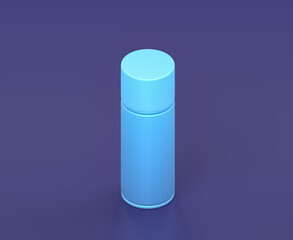Isometric spraypaint, paint spray can on blue background, single color workshop tool, 3d rendering