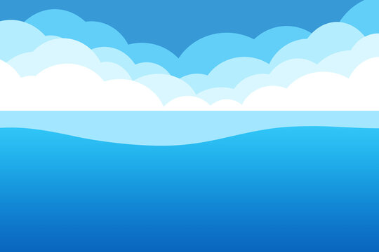 海と雲の背景　長方形　青空