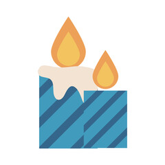 striped candles flame decoration festive flat icon