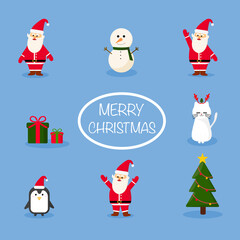 Set of cute cartoon character for Christmas celebration.flat design