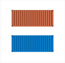 Shipping container, blue and brown images. Vector illustration