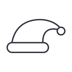 happy merry christmas, santa hat decoration line icon