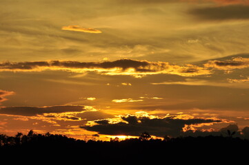 unset view with beautiful golden sky 