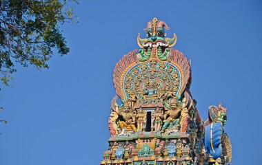 stone carving and sculptures of meenakshi amman temple madurai tamil nadu
