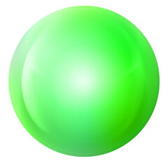 Glass neon green ball or precious pearl. Glossy realistic ball, 3D abstract vector illustration highlighted on a white background. Big metal bubble with shadow.