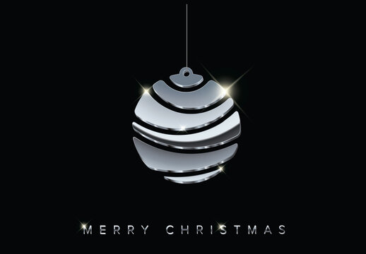 Christmas Card with Minimalistic Silver Bulb 