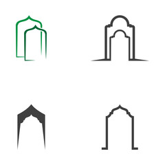Set Mosque window vector icon design template
