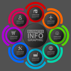 Business infographic vector template with 8 oprions