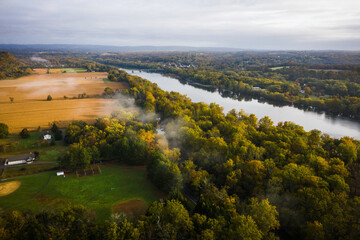 Obraz premium Aerial Sunrise in Frenchtown New Jersey