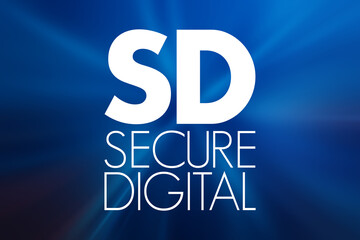 SD - Secure Digital acronym, technology concept background