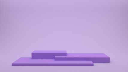 Lilac rectangular podium on a lilac background. Square display stand. 3d render.