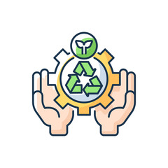 Environmental services RGB color icon. Nature and landscape protection. Recycling. Pollution-reducing control. Ecosystem. Environmental regulatory compliance. Isolated vector illustration