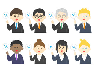 Fototapeta premium クイズに回答する人のイラストセット
