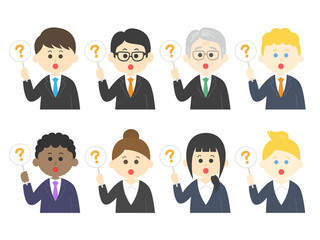 クエスチョンマークを出す人のイラストセット