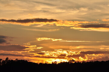 Beautiful golden yellow sky and sun