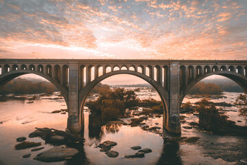 Foggy Sunrise Over the James River in Richmond, Virginia