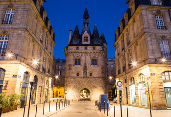 Street in Bordeaux at night, France