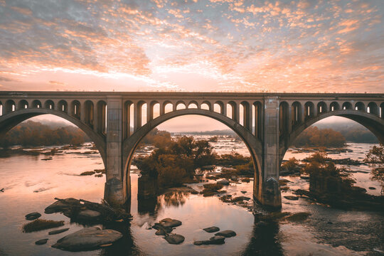 Foggy Sunrise Over the James River in Richmond, Virginia