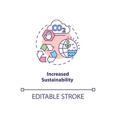 Increased sustainability concept icon. Reverse globalization idea thin line illustration. Climate changes. Environmental sustainability. Vector isolated outline RGB color drawing. Editable stroke