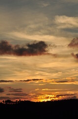 Beautiful golden yellow sky and sun