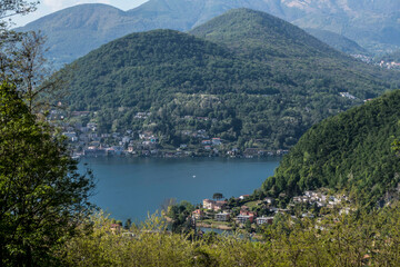Fototapeta na wymiar Aerial view of Brusimpiano in the Lake of Lugano