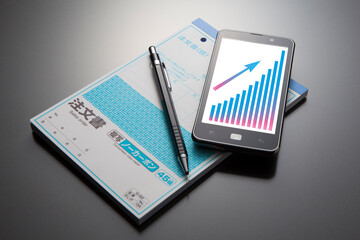 スマートフォンと注文書