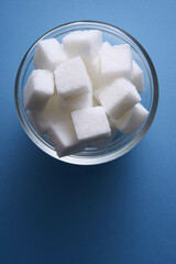 top view bowl of white sugar cube