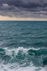 very cloudy sky above the sea