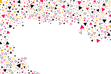 Geometric abstract memphis art style vector pattern design template with empty copy space. Black, pink and yellow colors geometric graphic web design, seamless colorful vector pattern