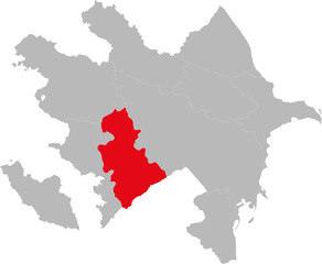 Yukhari Karabakh region isolated on Azerbaijan. Gray background.