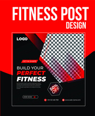 Fitness gym social media post design, Post template collection 
