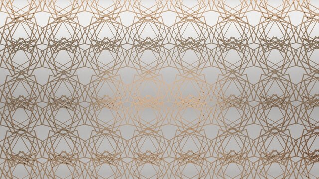 Golden pattern on a white background. 3d render.