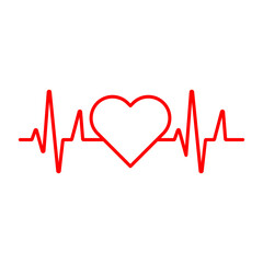 Heartbeat, medical line red isolated on white background EPS Vector