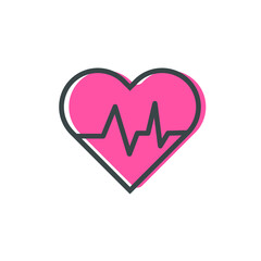 Heartbeat, medical line red isolated on white background EPS Vector