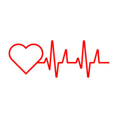 Heartbeat, medical line red isolated on white background EPS Vector