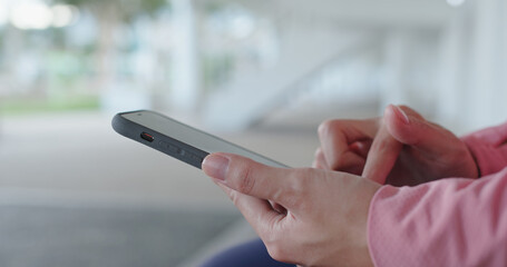 Woman use of smart phone at outdoor