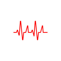 Heartbeat, medical line red isolated on white background EPS Vector