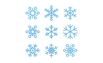 Snowflakes icon collection. Set of snow flake icons. Geometric shapes for christmas and new year decoration.