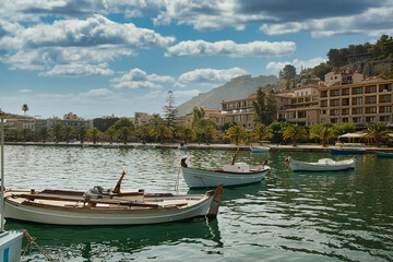Greece, Nafplion panorama view of city from sea