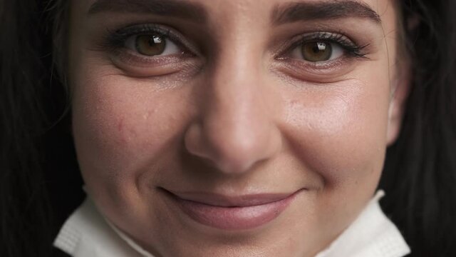 Portrait of a girl in a protective mask